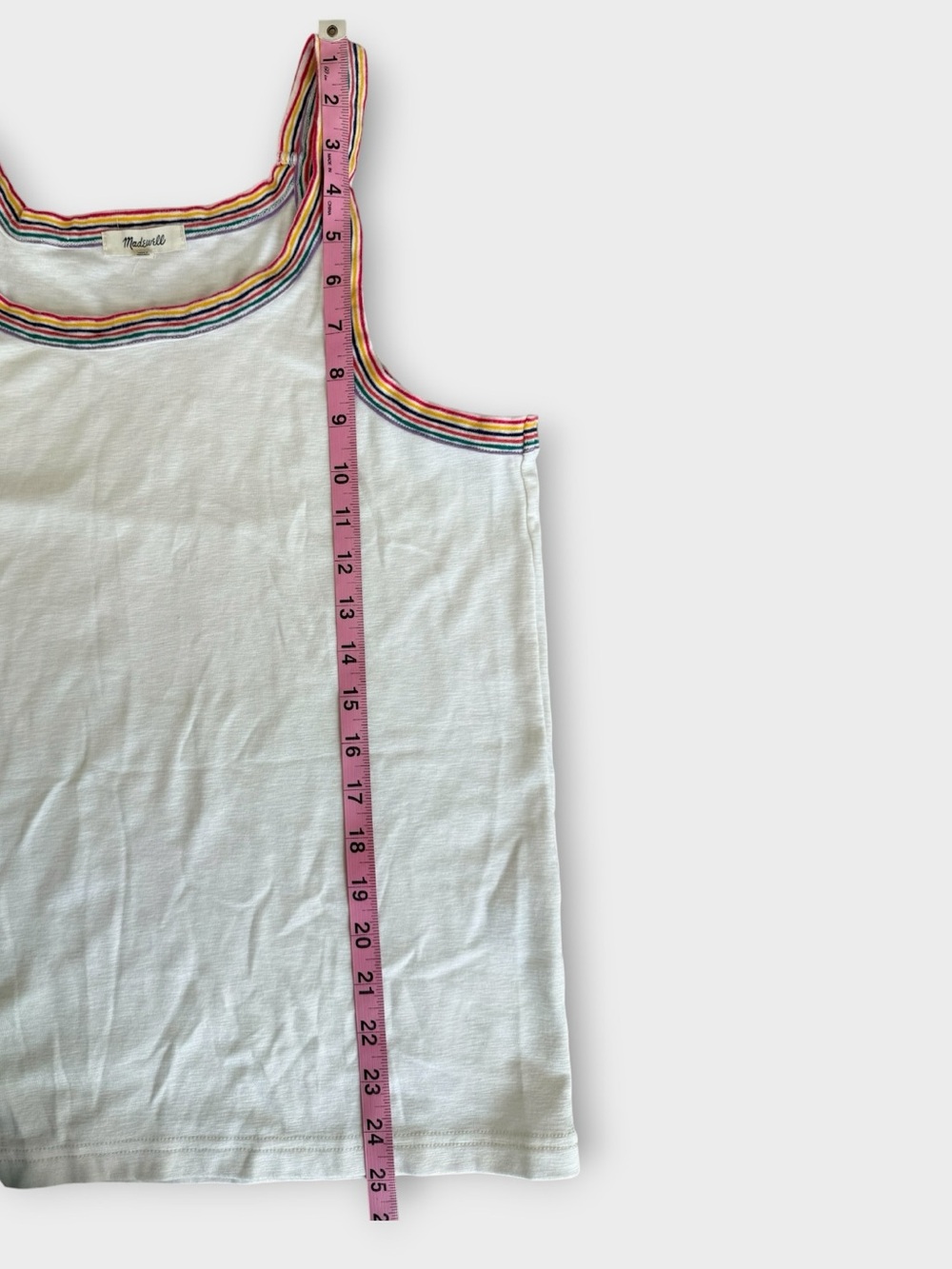 GUC Madewell Cream Tank with Rainbow Stripe Trim | XL - Picture 6 of 8